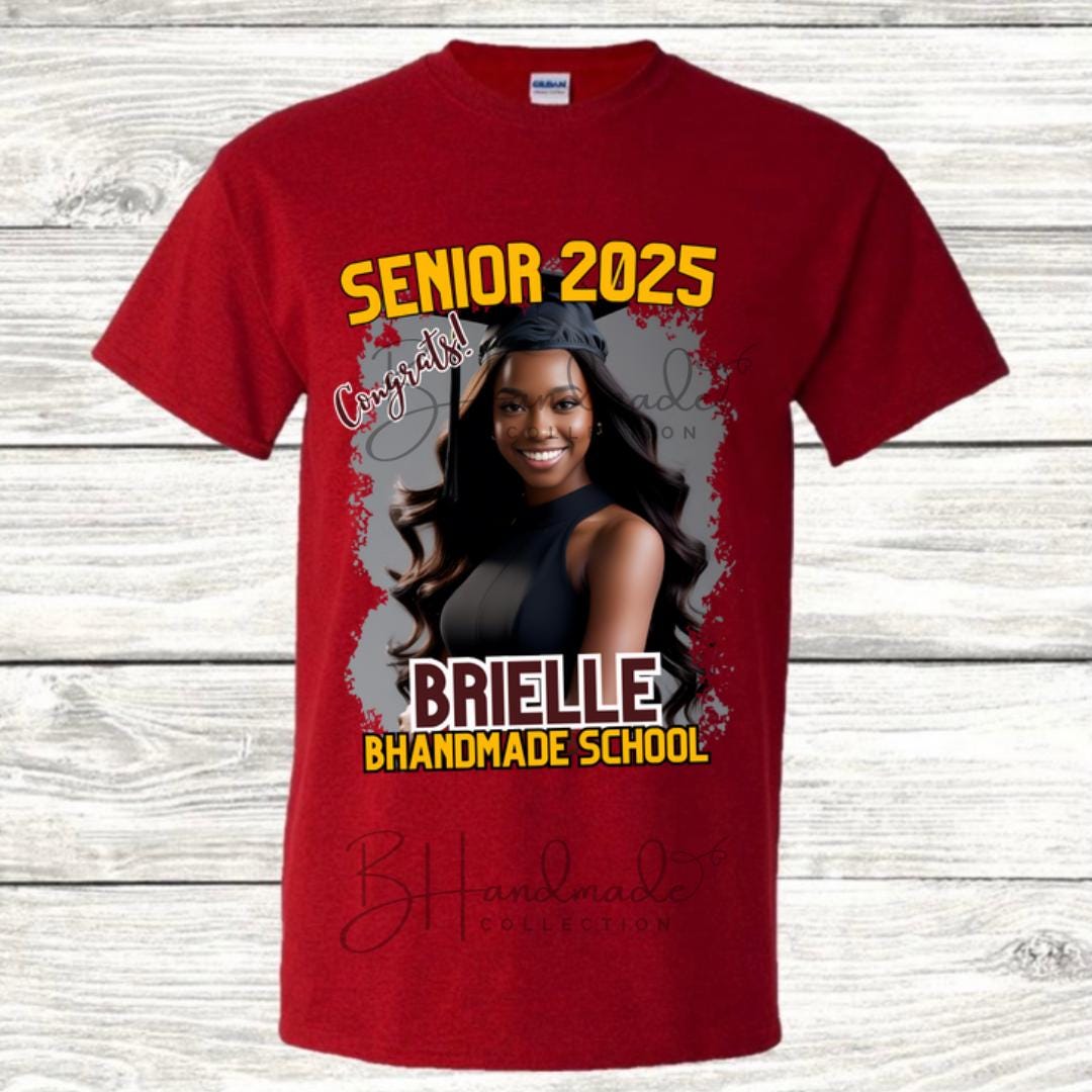 Custom Graduation Shirt | Class of 2025 | graphic style 5| Photo, Name, School Colors