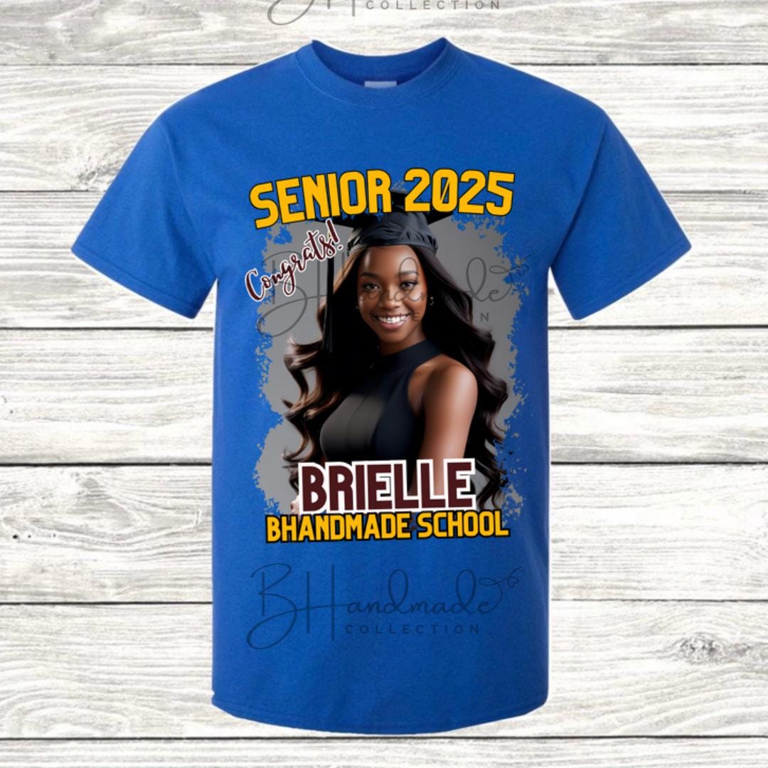 Custom Graduation Shirt | Class of 2025 | graphic style 5| Photo, Name, School Colors