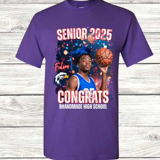 Custom Graduation Shirt | Class of 2025 | graphic style 4| Photo, Name, School Colors