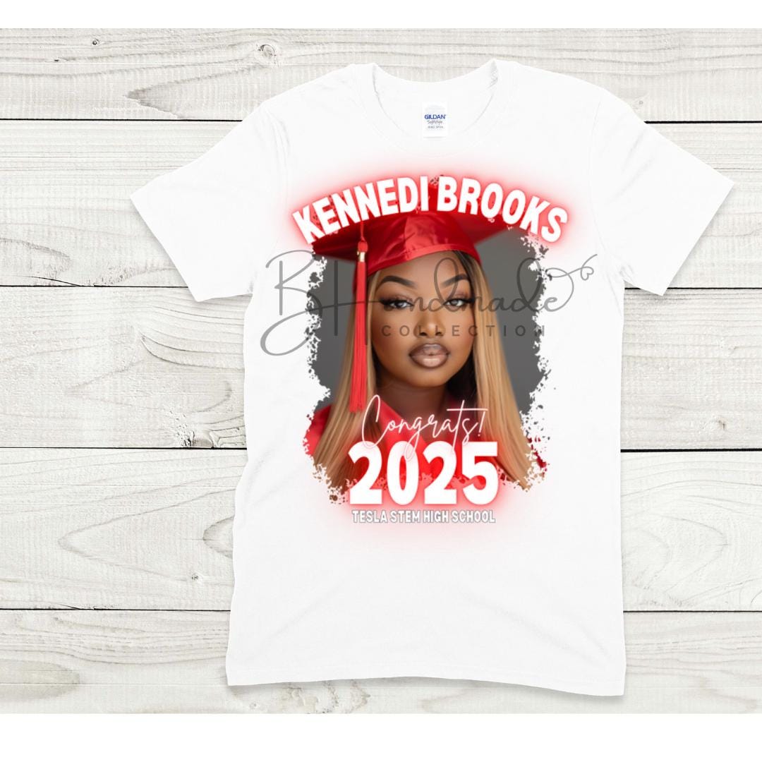 Custom Graduation Shirt | Class of 2025 | graphic style 1| Photo, Name, School Colors