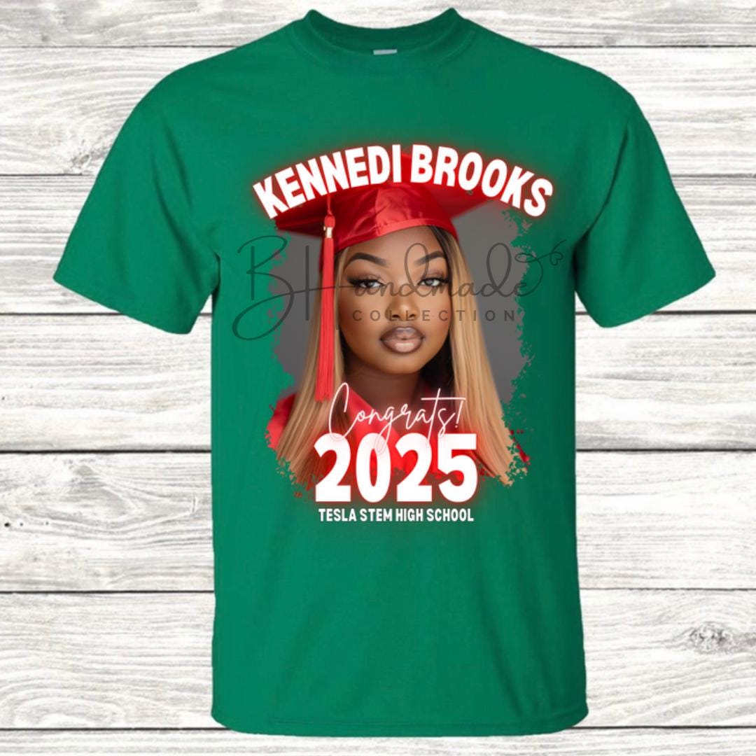 Custom Graduation Shirt | Class of 2025 | graphic style 1| Photo, Name, School Colors