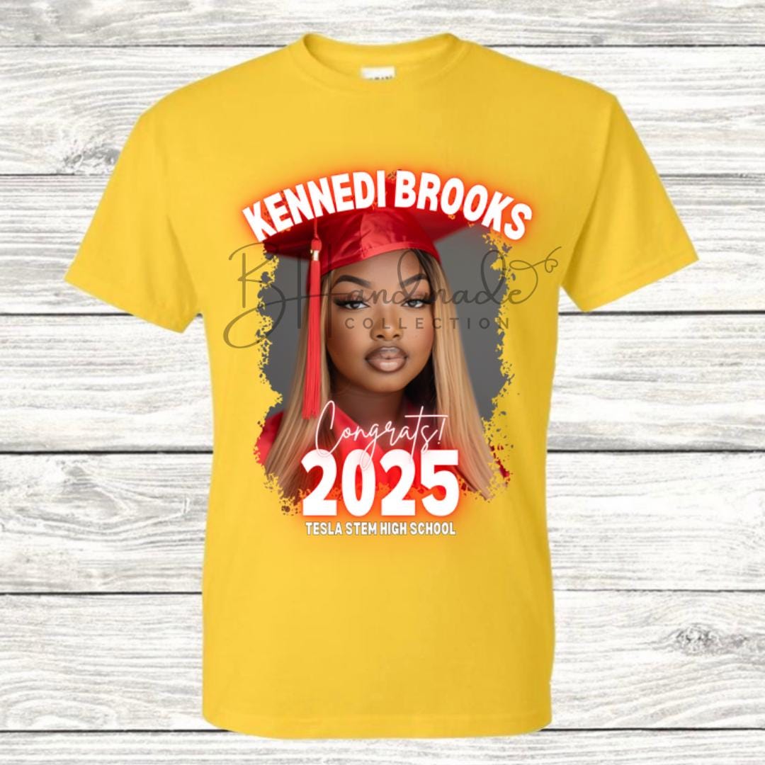 Custom Graduation Shirt | Class of 2025 | graphic style 1| Photo, Name, School Colors