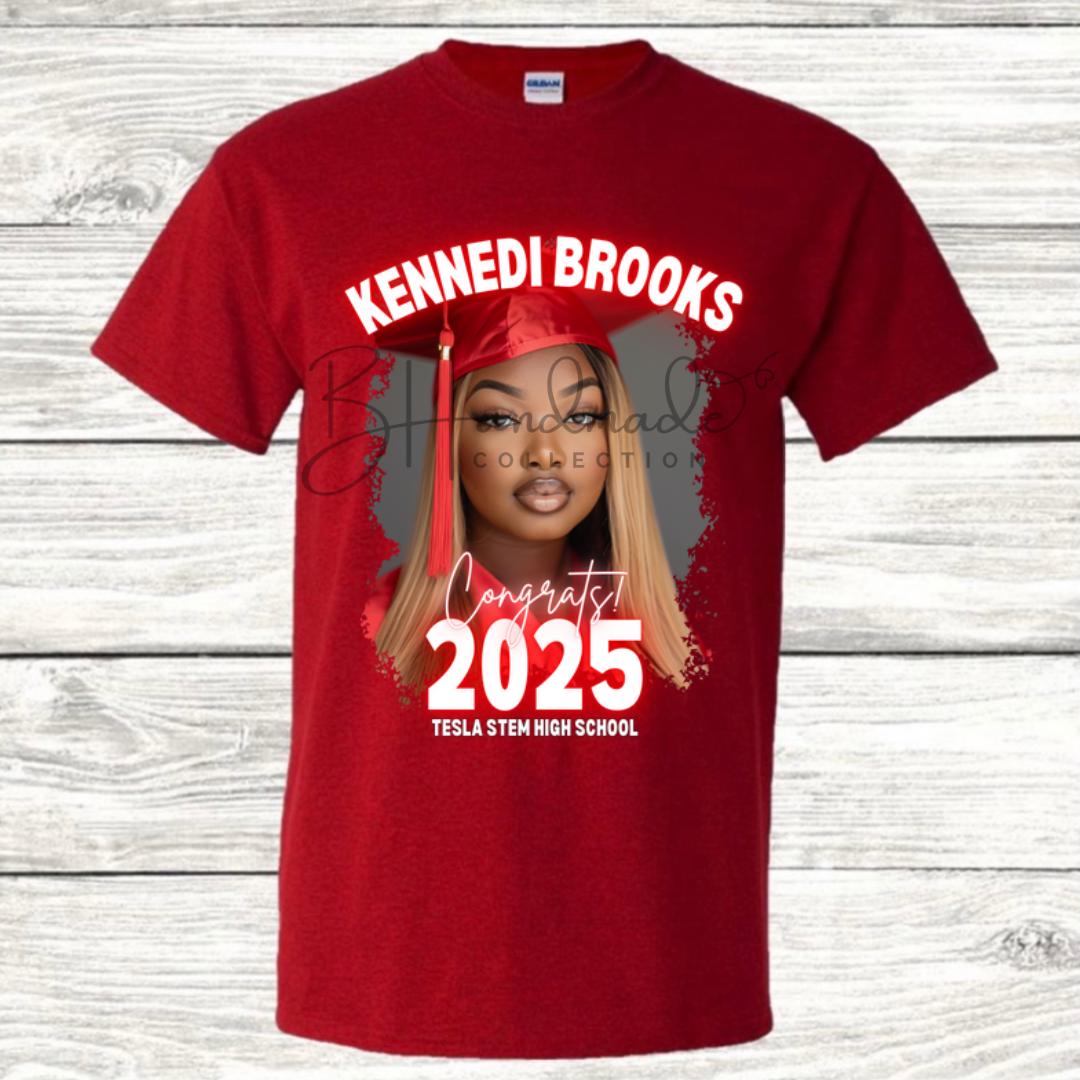 Custom Graduation Shirt | Class of 2025 | graphic style 1| Photo, Name, School Colors