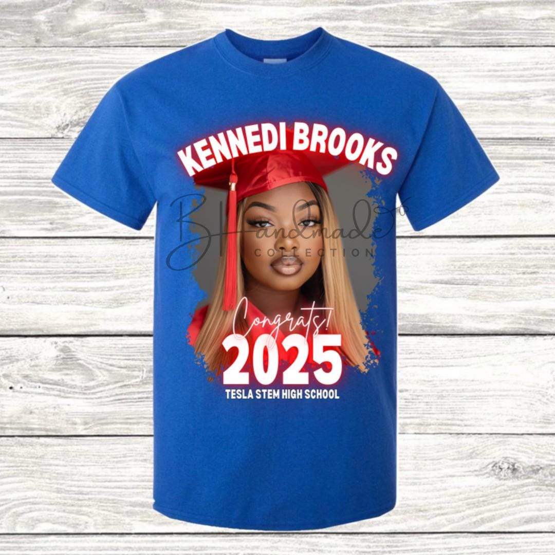 Custom Graduation Shirt | Class of 2025 | graphic style 1| Photo, Name, School Colors