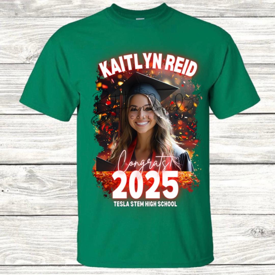 Custom Graduation Shirt | Class of 2025 | graphic style 2| Photo, Name, School Colors