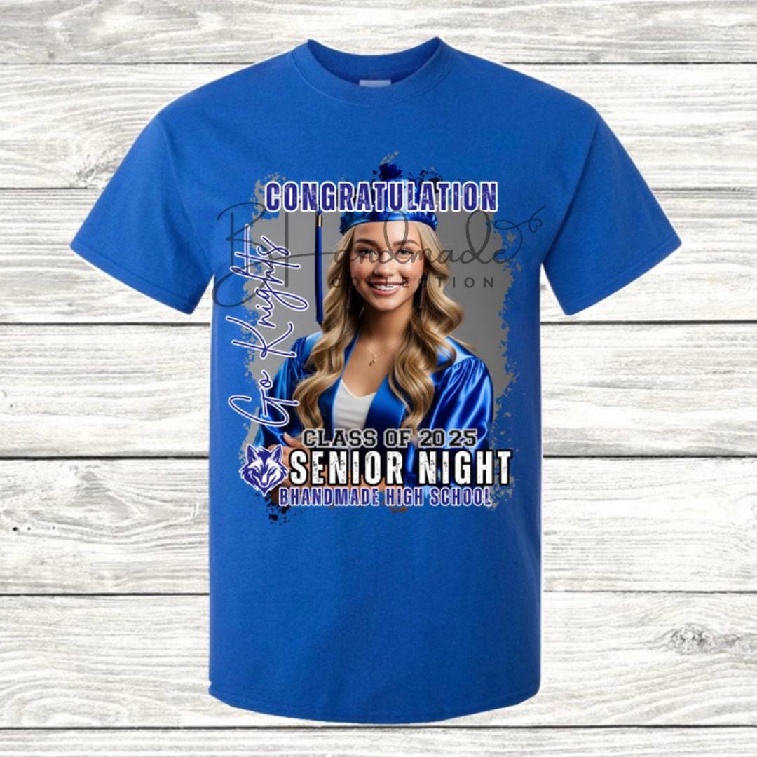 Custom Graduation Shirt | Class of 2025 | graphic style 6| Photo, Name, School Colors