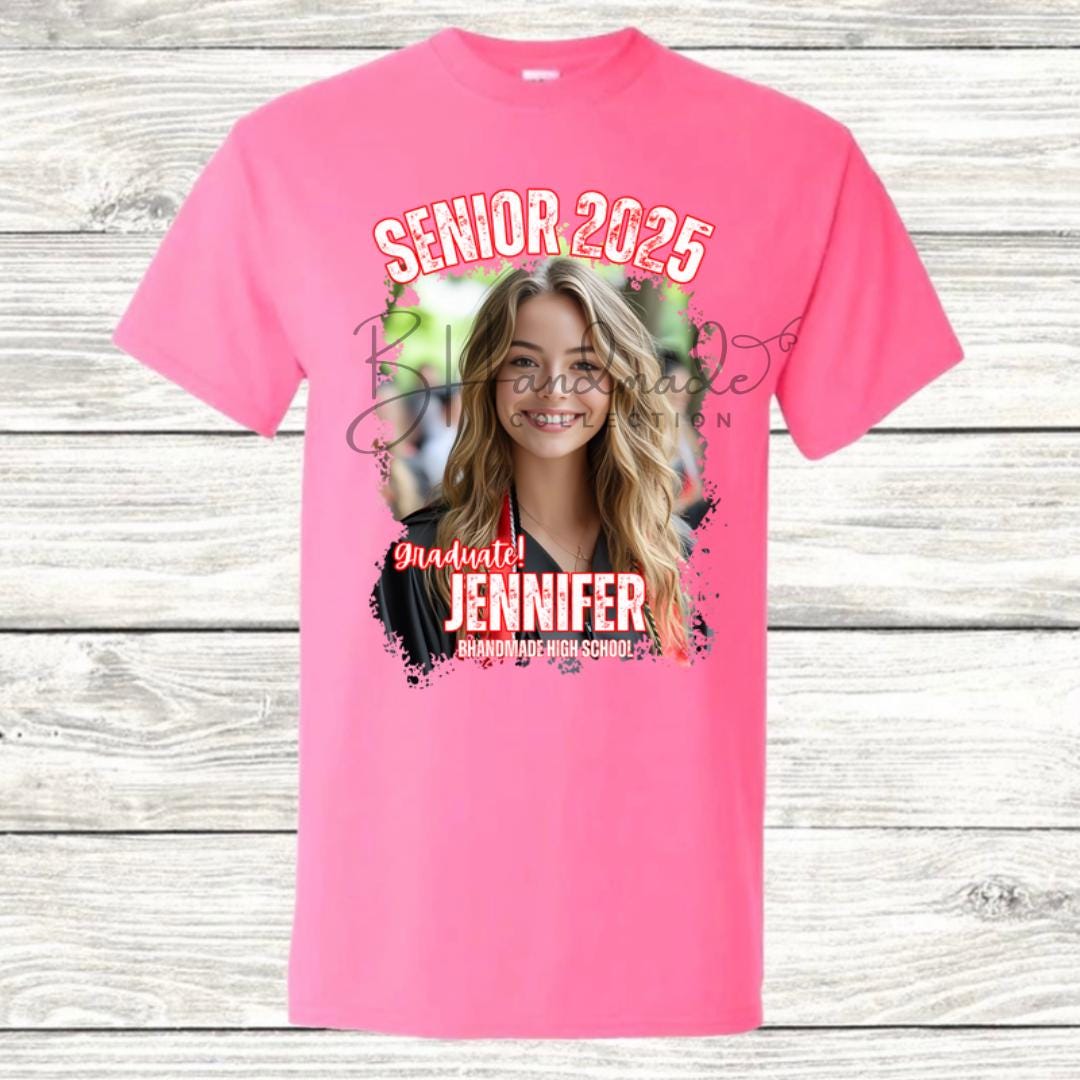 Custom Graduation Shirt | Class of 2025 | graphic style 7| Photo, Name, School Colors