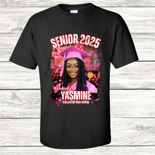 Custom Graduation Shirt | Class of 2025 | graphic style 8| Photo, Name, School Colors