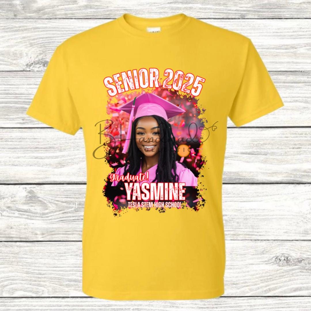Custom Graduation Shirt | Class of 2025 | graphic style 8| Photo, Name, School Colors