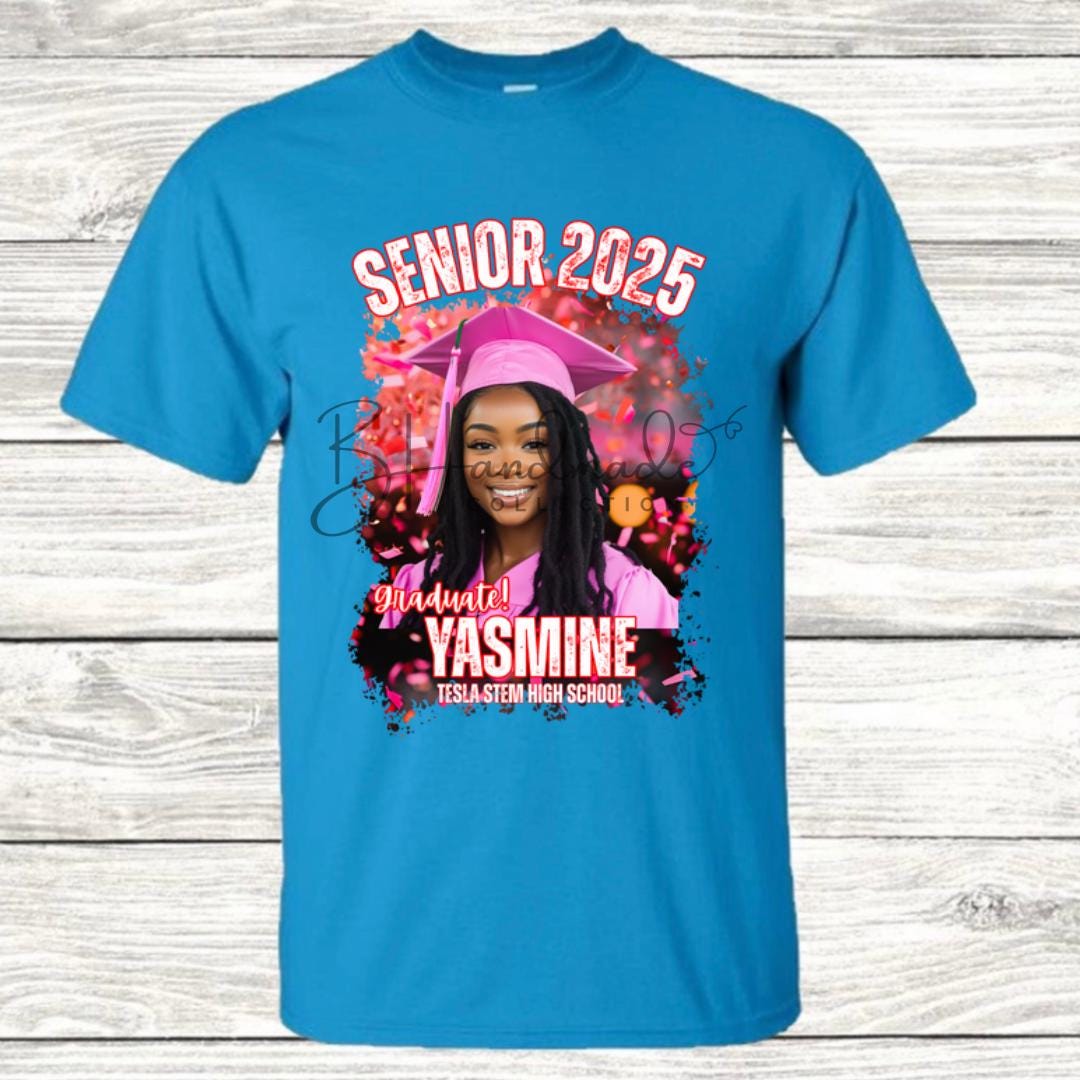 Custom Graduation Shirt | Class of 2025 | graphic style 8| Photo, Name, School Colors