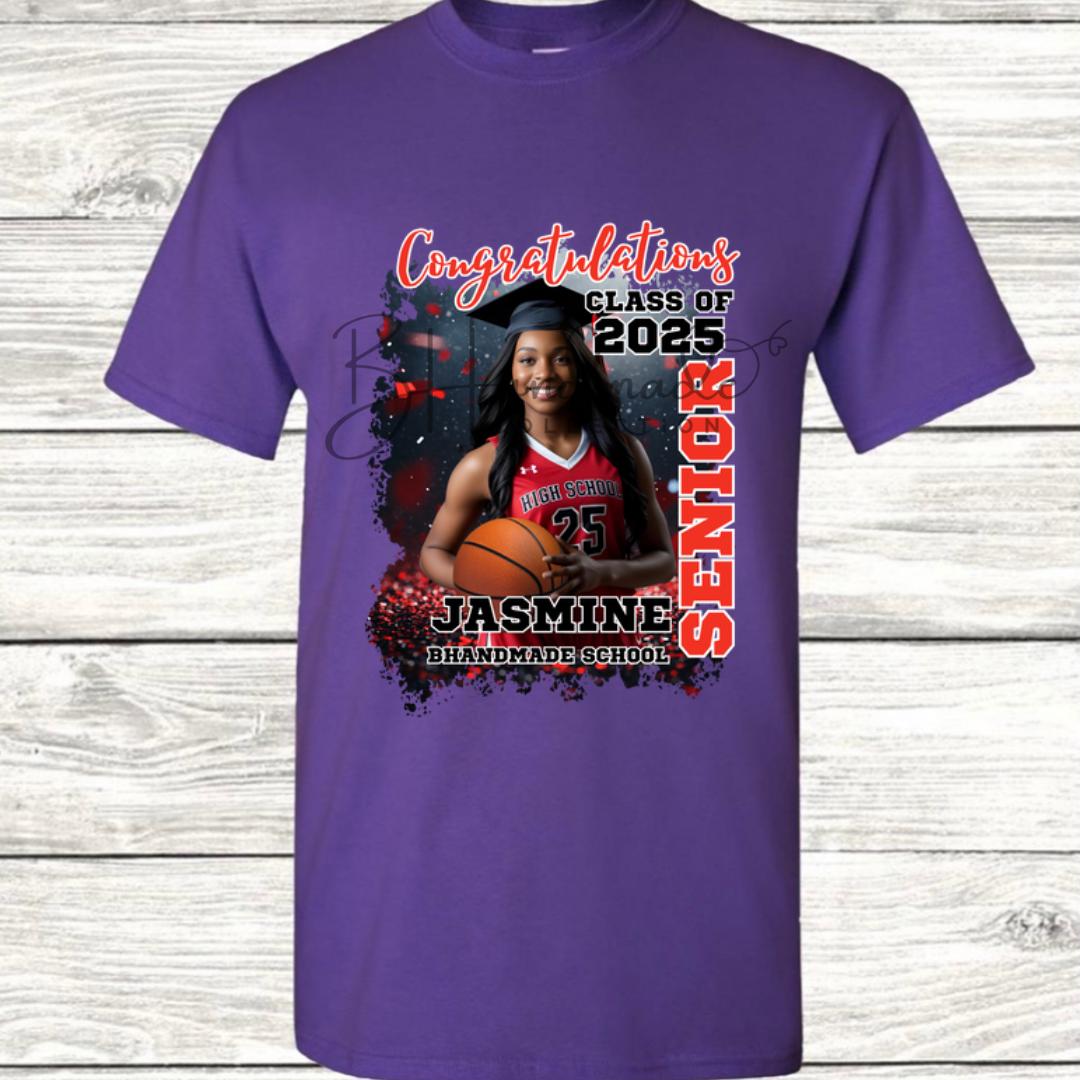 Custom Graduation Shirt | Class of 2025 | graphic style 9| Photo, Name, School Colors