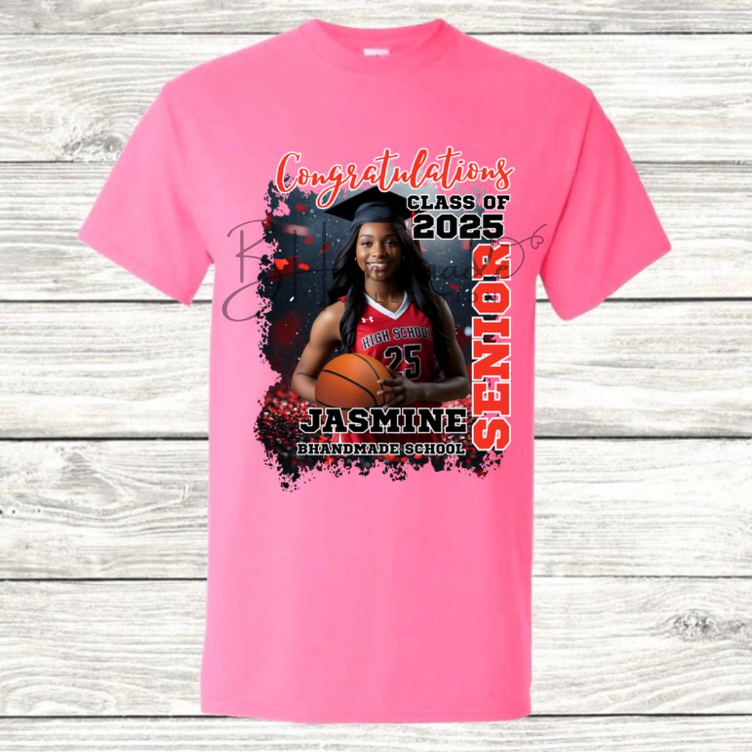 Custom Graduation Shirt | Class of 2025 | graphic style 9| Photo, Name, School Colors