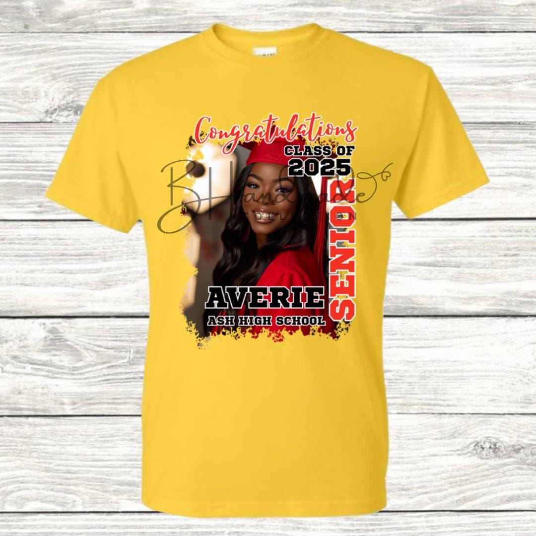 Custom Graduation Shirt | Class of 2025 | graphic style 10| Photo, Name, School Colors