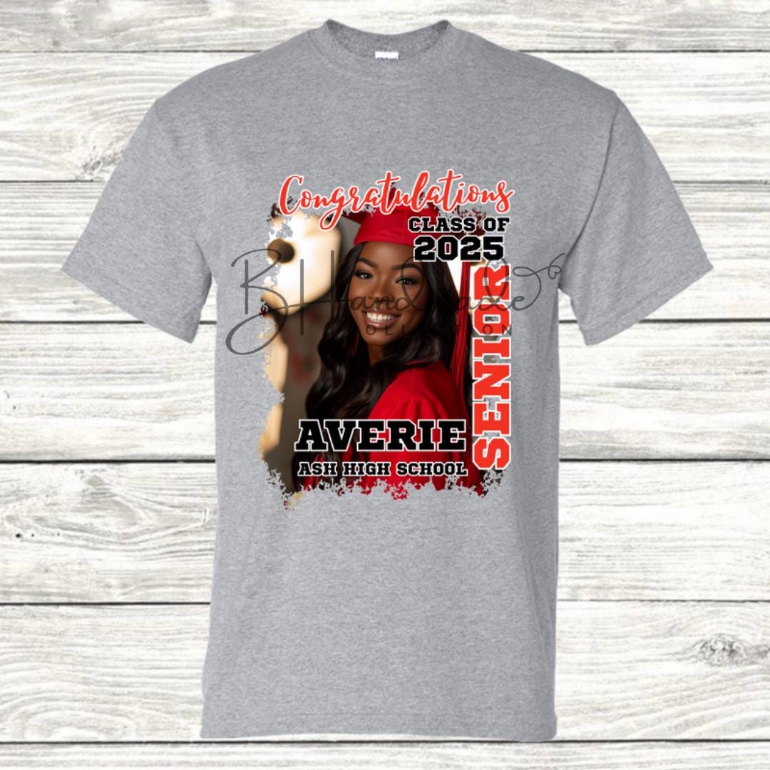 Custom Graduation Shirt | Class of 2025 | graphic style 10| Photo, Name, School Colors