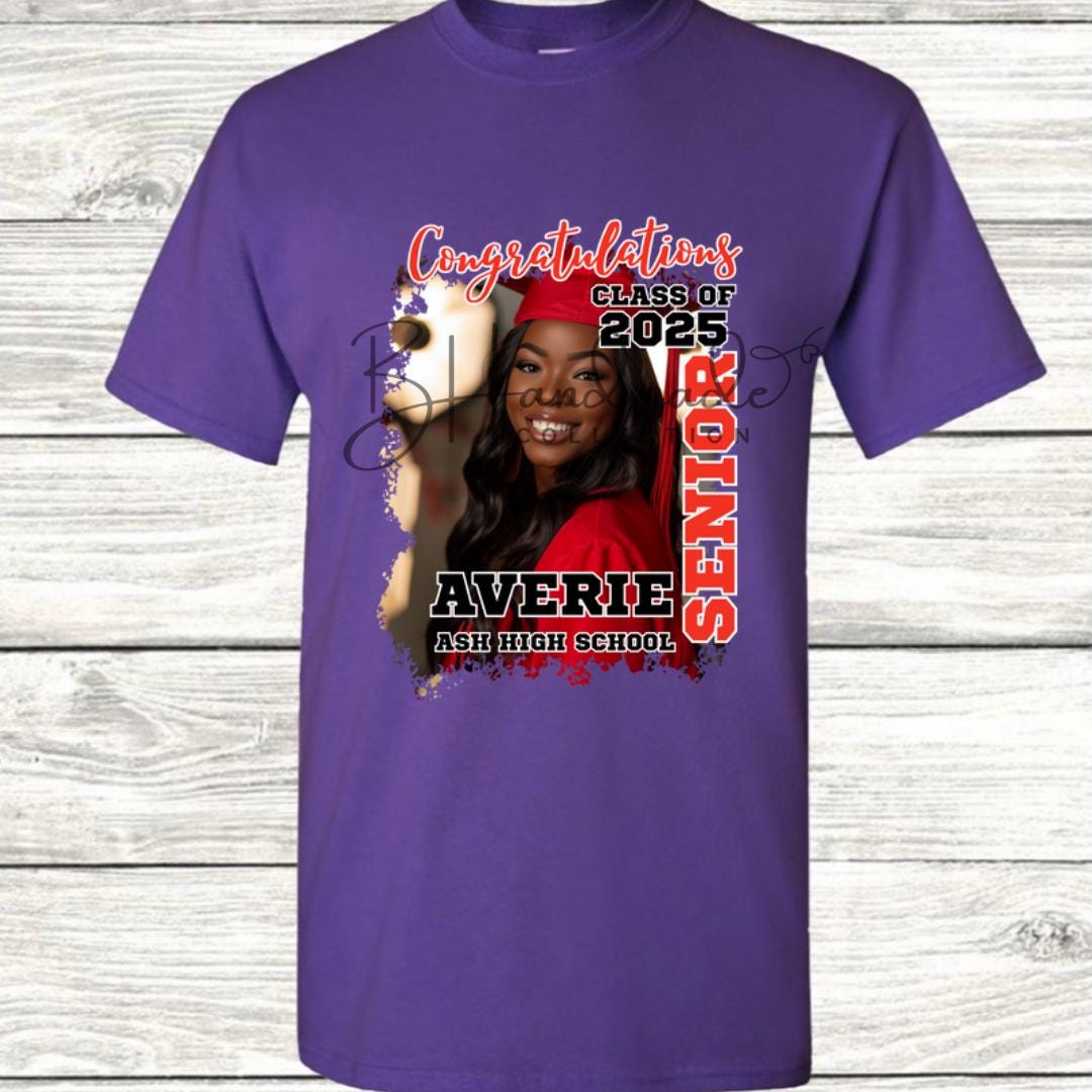 Custom Graduation Shirt | Class of 2025 | graphic style 10| Photo, Name, School Colors