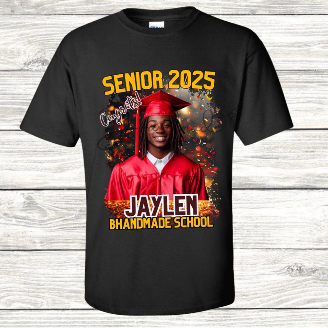 Custom Graduation Shirt | Class of 2025 | graphic style 11| Photo, Name, School Colors