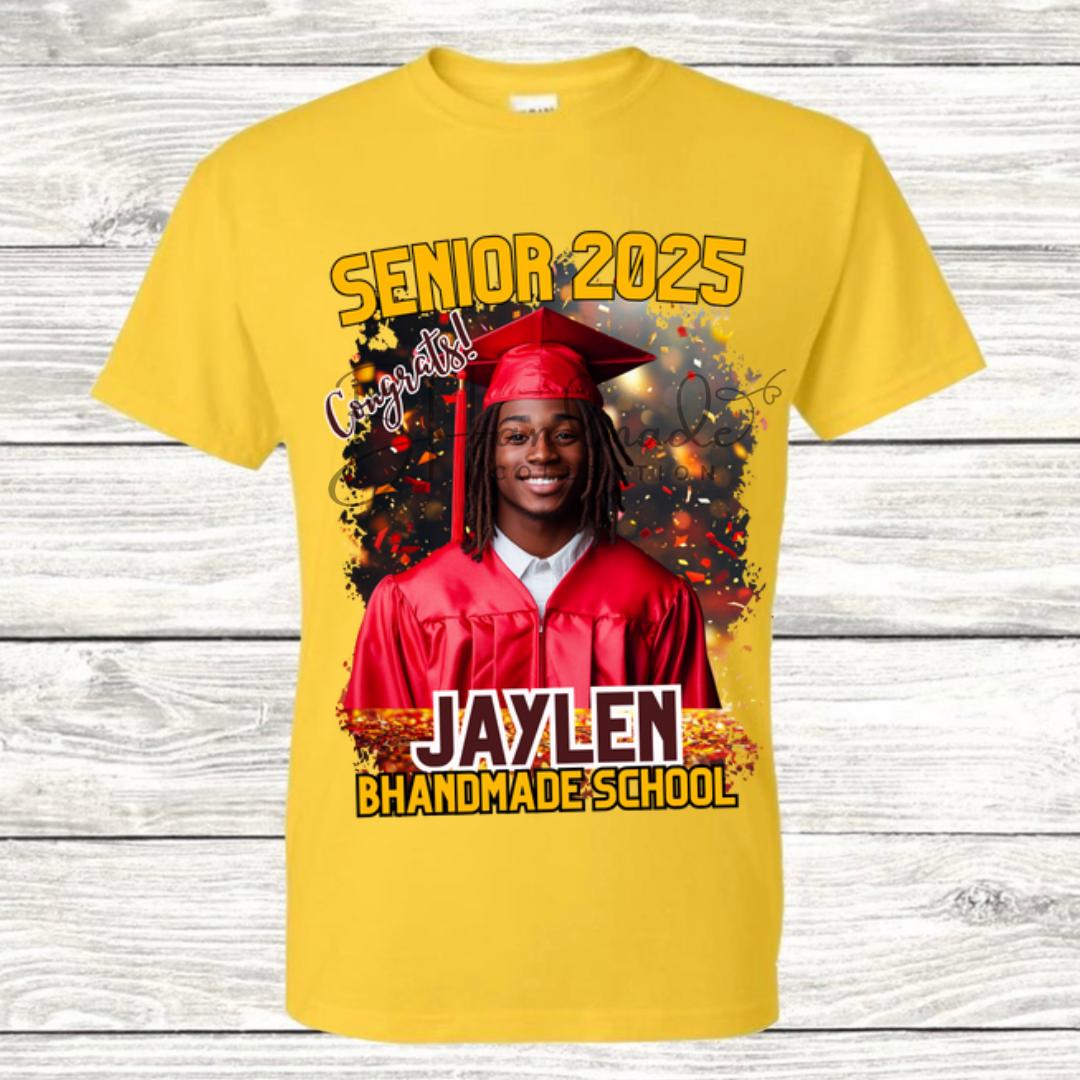 Custom Graduation Shirt | Class of 2025 | graphic style 11| Photo, Name, School Colors