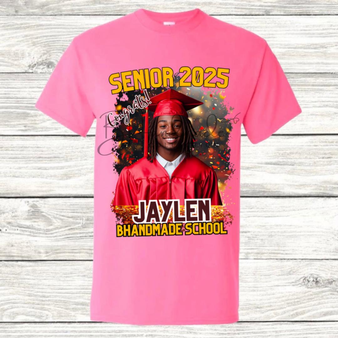 Custom Graduation Shirt | Class of 2025 | graphic style 11| Photo, Name, School Colors