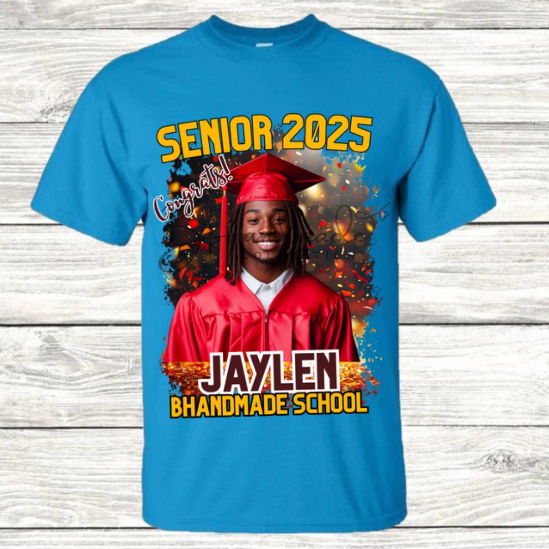 Custom Graduation Shirt | Class of 2025 | graphic style 11| Photo, Name, School Colors