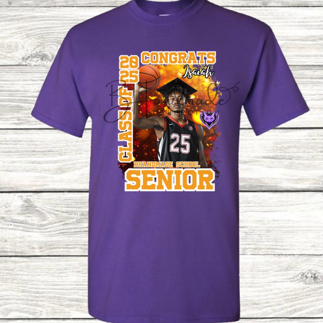 Custom Graduation Shirt | Class of 2025 | graphic style 12| Photo, Name, School Colors