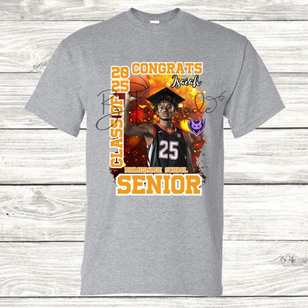 Custom Graduation Shirt | Class of 2025 | graphic style 12| Photo, Name, School Colors