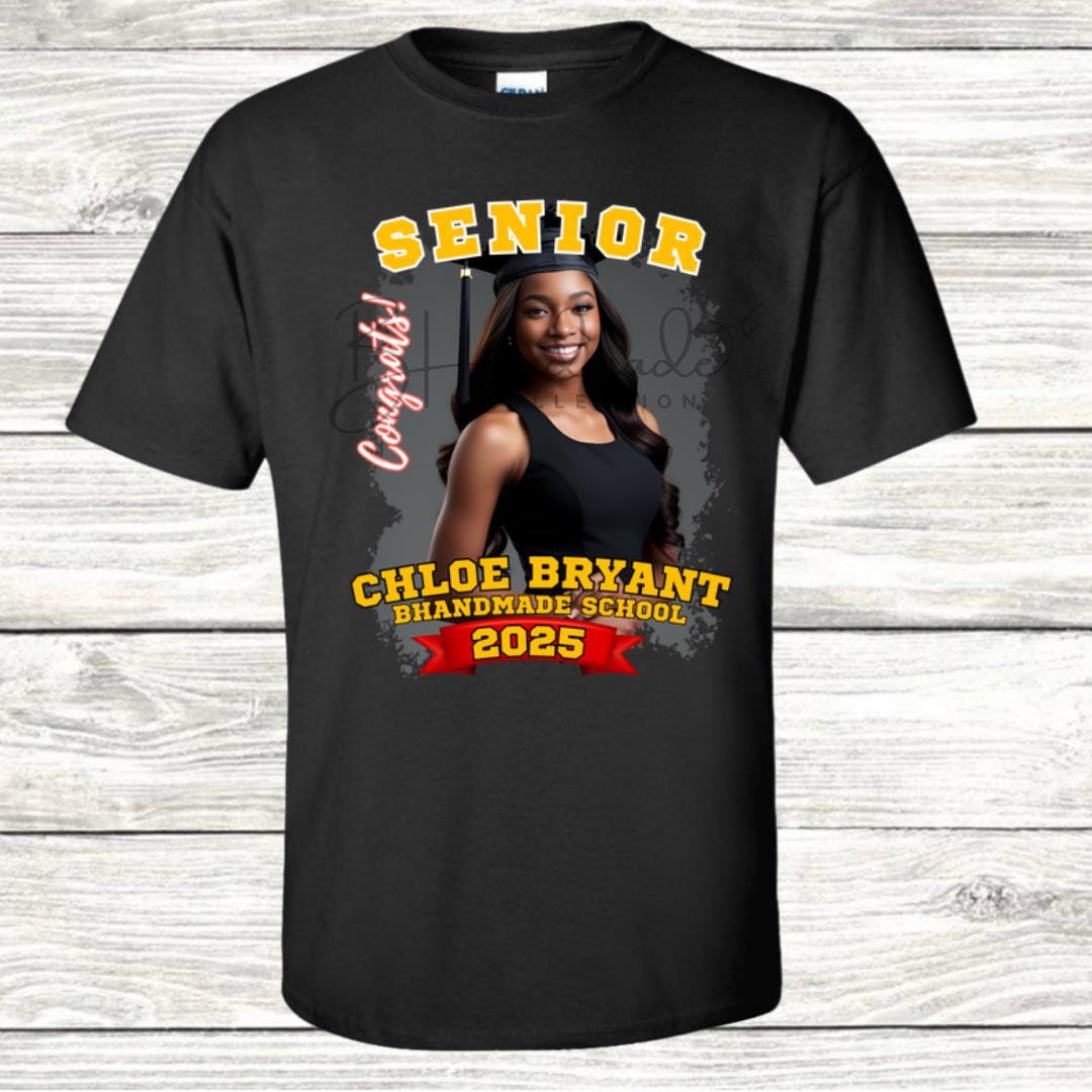 Custom Graduation Shirt | Class of 2025 | graphic style 14| Photo, Name, School Colors