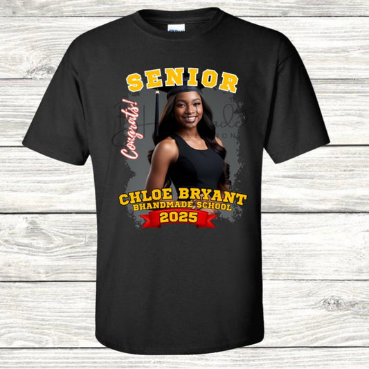 Custom Graduation Shirt | Class of 2025 | graphic style 14| Photo, Name, School Colors