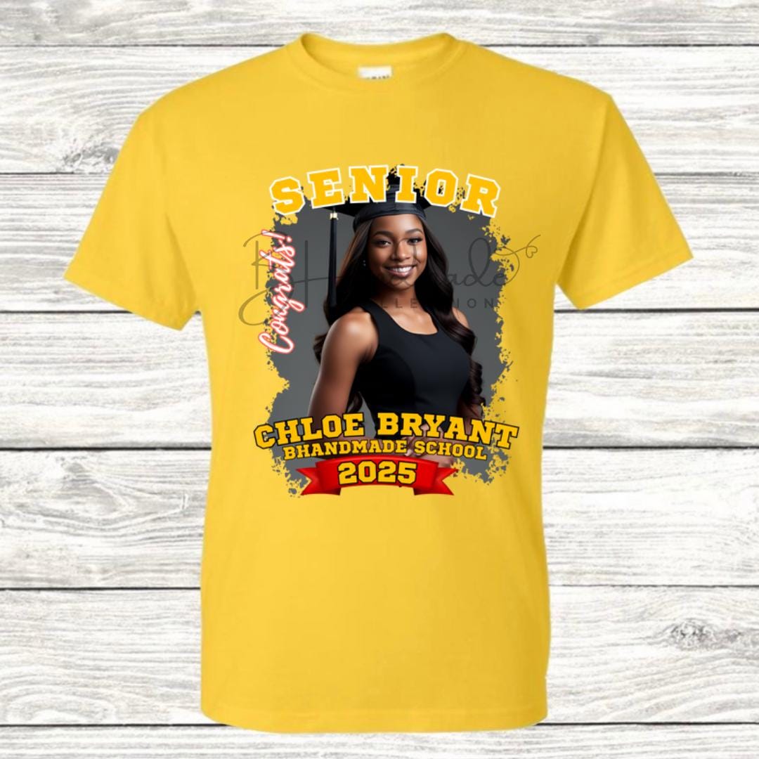 Custom Graduation Shirt | Class of 2025 | graphic style 14| Photo, Name, School Colors