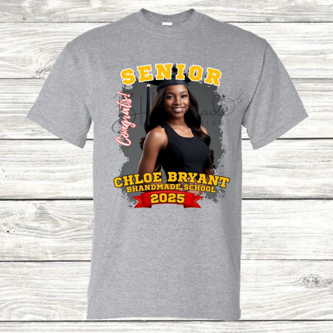 Custom Graduation Shirt | Class of 2025 | graphic style 14| Photo, Name, School Colors