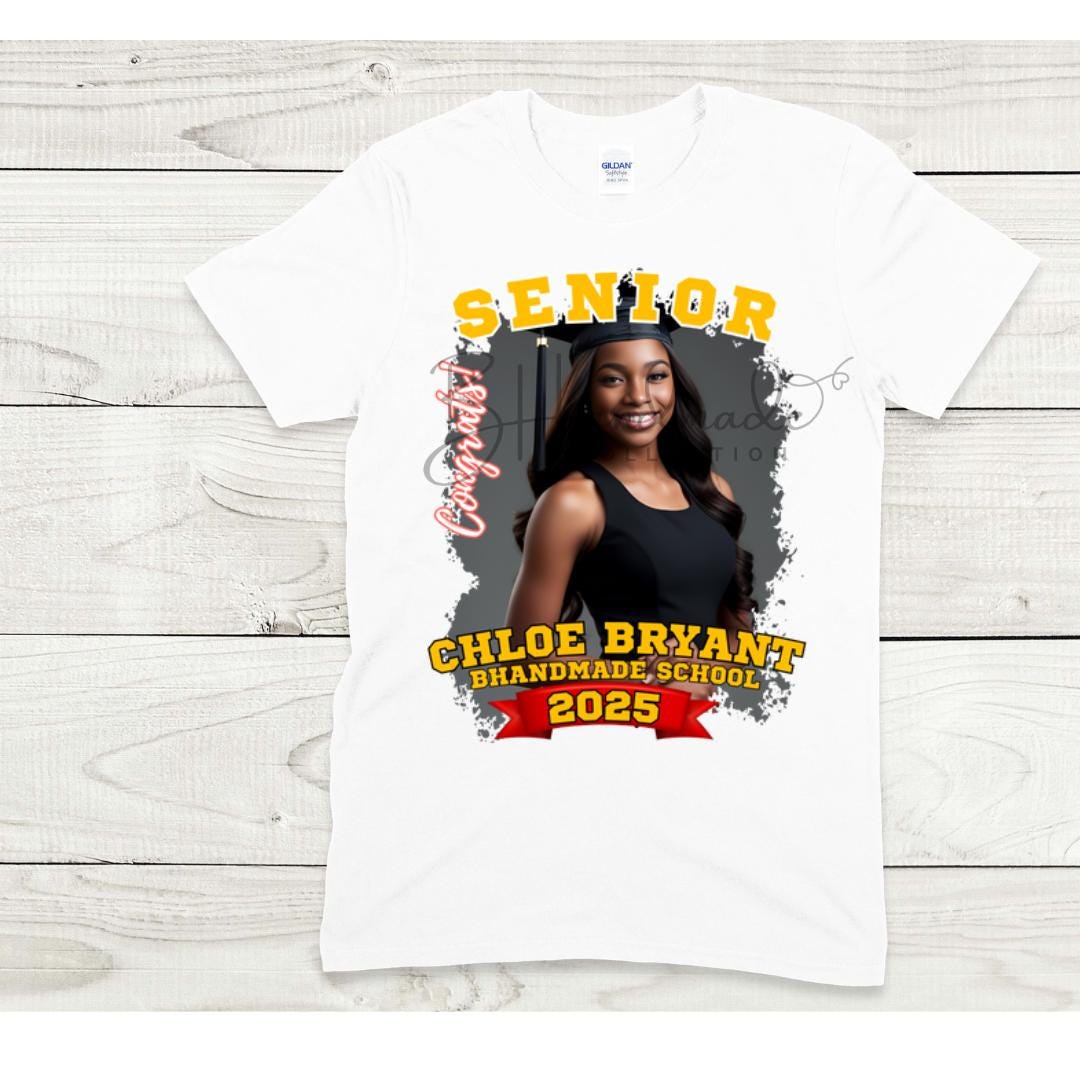Custom Graduation Shirt | Class of 2025 | graphic style 14| Photo, Name, School Colors