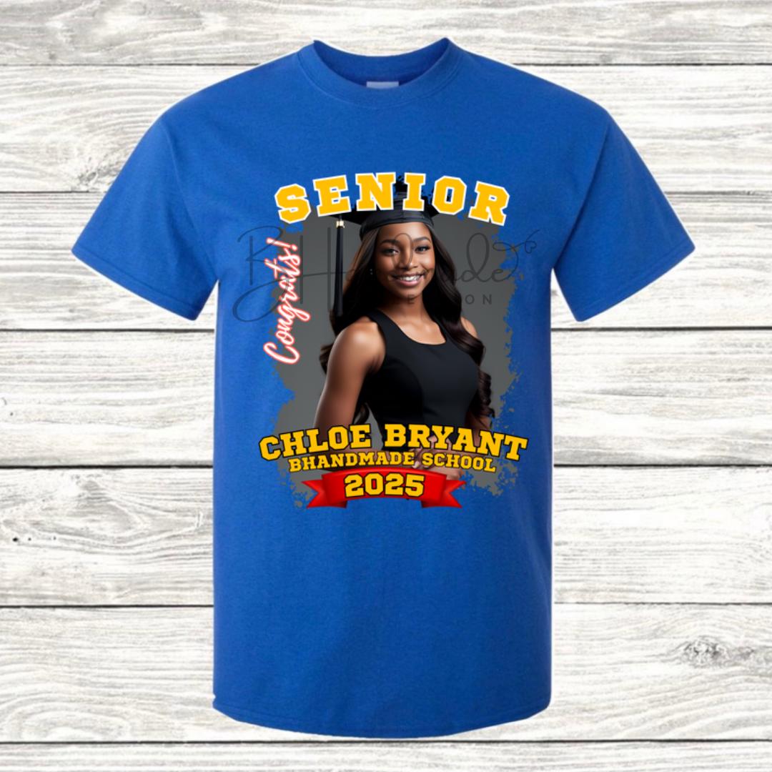 Custom Graduation Shirt | Class of 2025 | graphic style 14| Photo, Name, School Colors