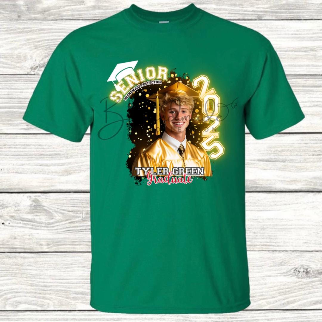 Custom Graduation Shirt | Class of 2025 | graphic style 15| Photo, Name, School Colors