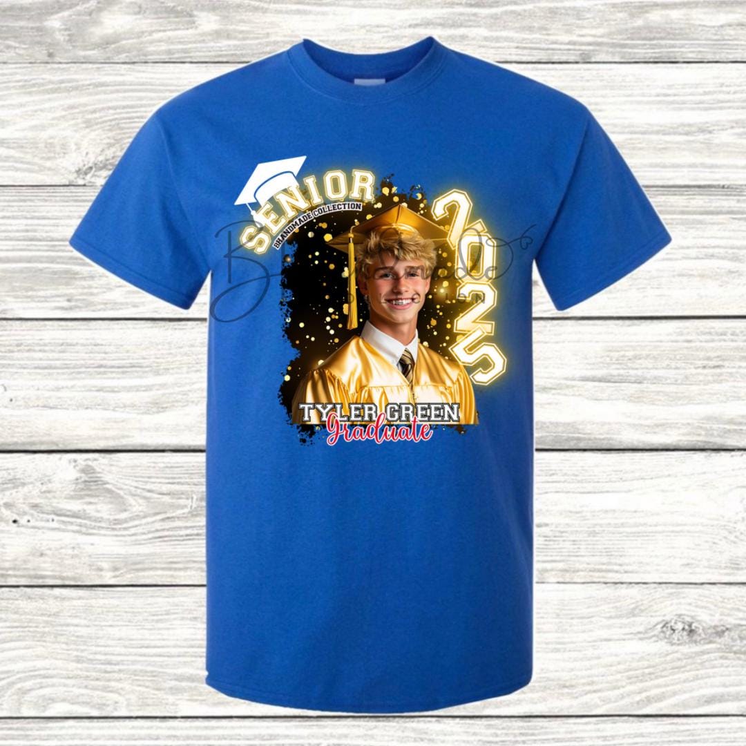 Custom Graduation Shirt | Class of 2025 | graphic style 15| Photo, Name, School Colors