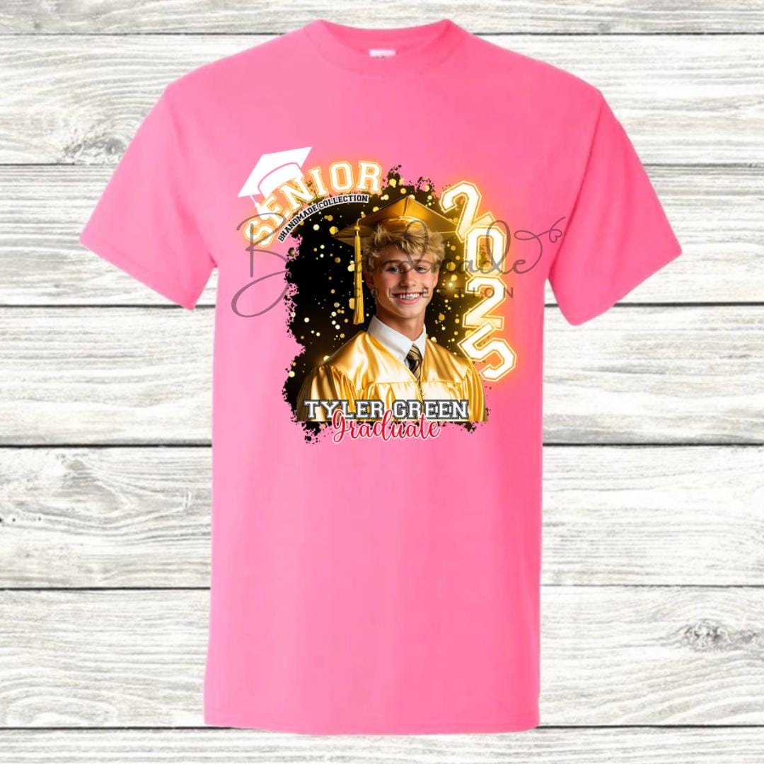 Custom Graduation Shirt | Class of 2025 | graphic style 15| Photo, Name, School Colors