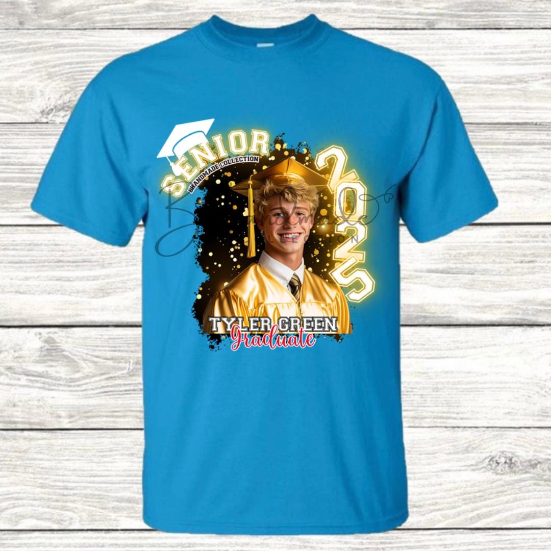 Custom Graduation Shirt | Class of 2025 | graphic style 15| Photo, Name, School Colors