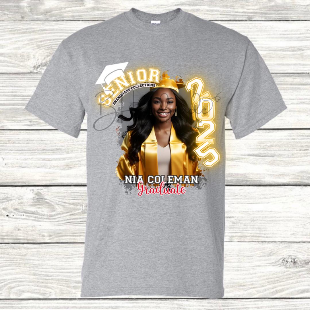 Custom Graduation Shirt | Class of 2025 | graphic style 16| Photo, Name, School Colors