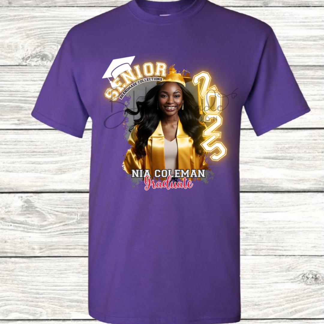 Custom Graduation Shirt | Class of 2025 | graphic style 16| Photo, Name, School Colors