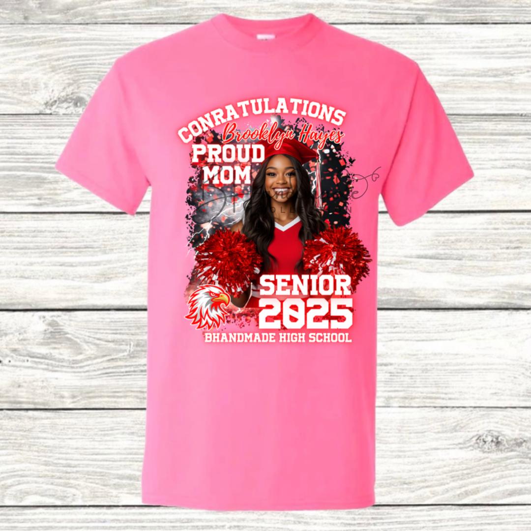 Custom Graduation Shirt | Class of 2025 | graphic style 18| Photo, Name, School Colors