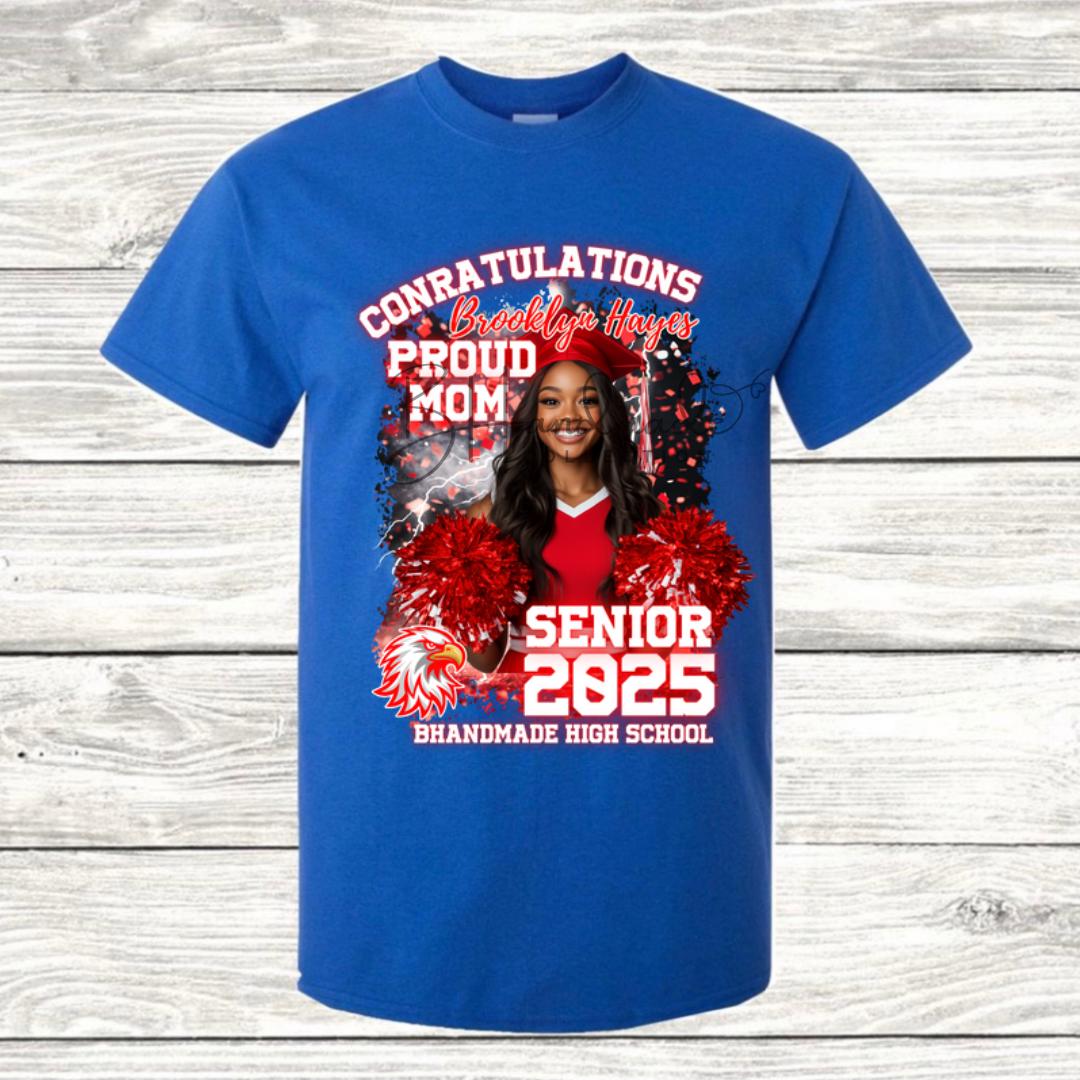 Custom Graduation Shirt | Class of 2025 | graphic style 18| Photo, Name, School Colors