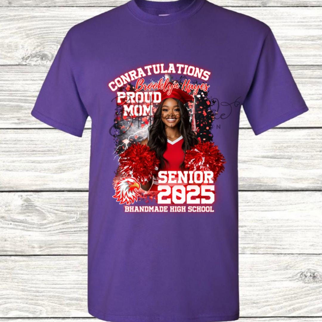 Custom Graduation Shirt | Class of 2025 | graphic style 18| Photo, Name, School Colors