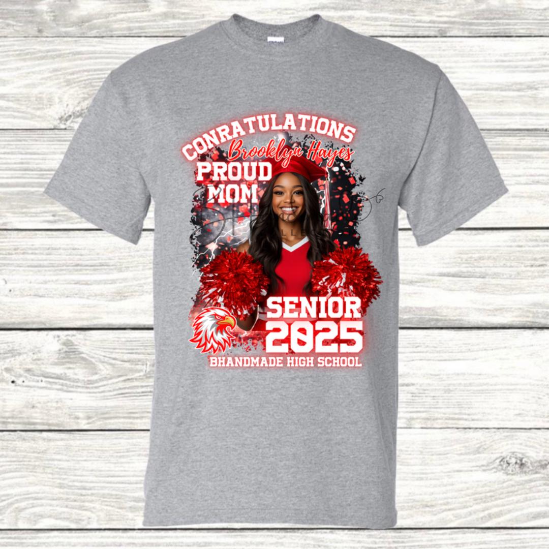 Custom Graduation Shirt | Class of 2025 | graphic style 18| Photo, Name, School Colors