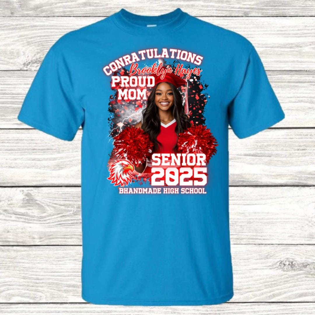 Custom Graduation Shirt | Class of 2025 | graphic style 18| Photo, Name, School Colors