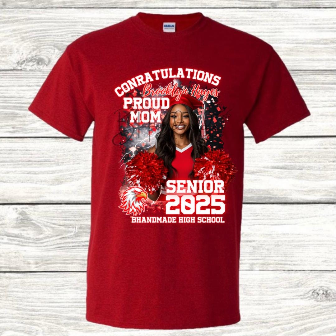 Custom Graduation Shirt | Class of 2025 | graphic style 18| Photo, Name, School Colors