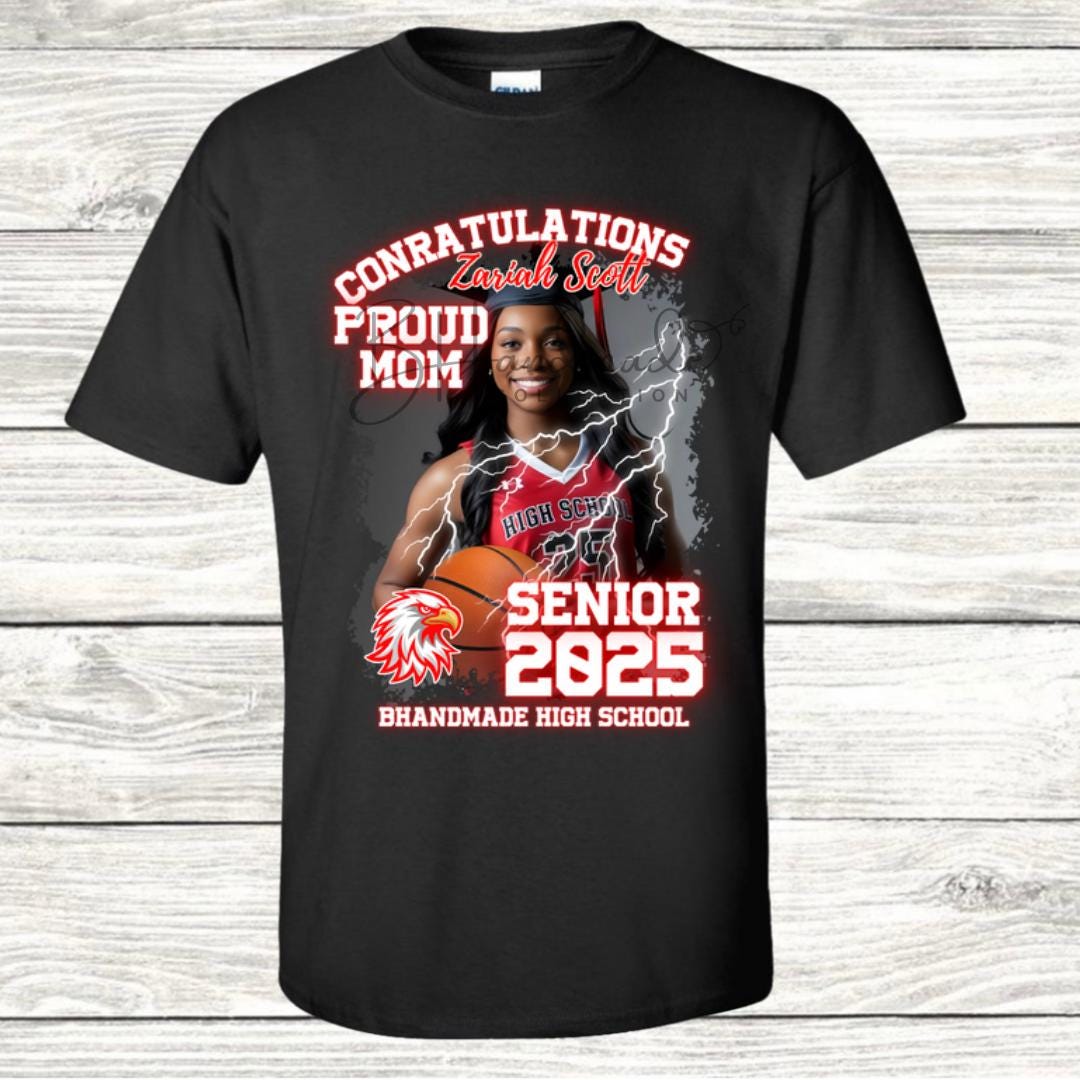 Custom Graduation Shirt | Class of 2025 | graphic style 19| Photo, Name, School Colors