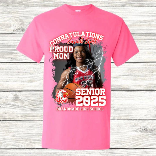 Custom Graduation Shirt | Class of 2025 | graphic style 19| Photo, Name, School Colors
