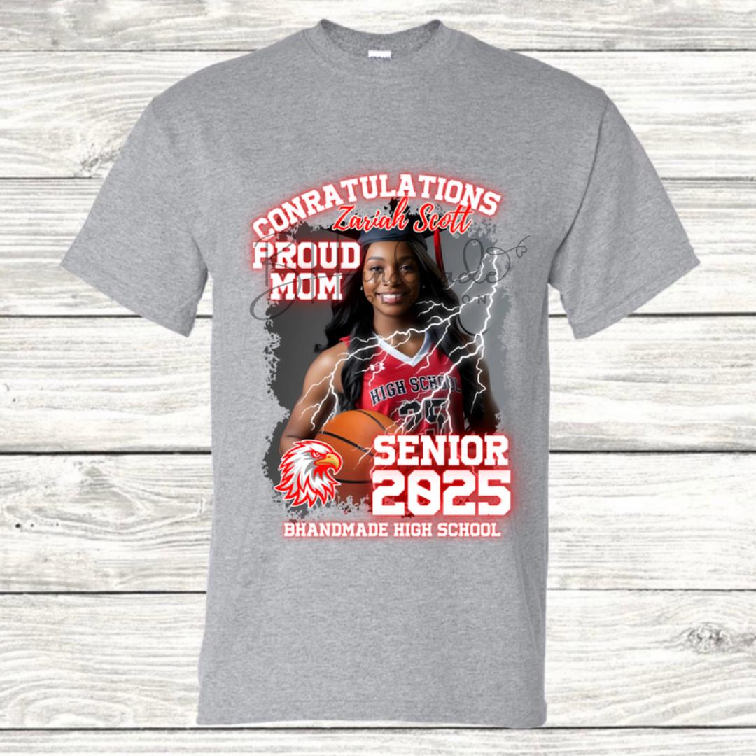 Custom Graduation Shirt | Class of 2025 | graphic style 19| Photo, Name, School Colors