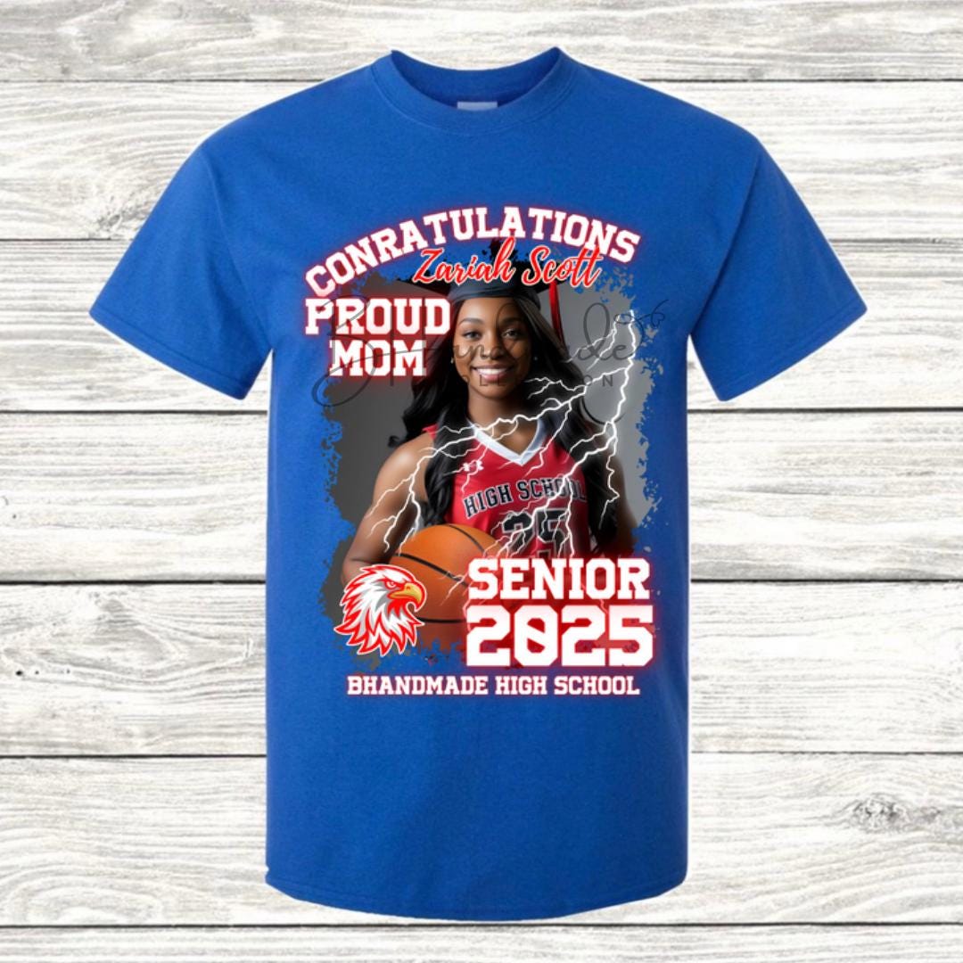 Custom Graduation Shirt | Class of 2025 | graphic style 19| Photo, Name, School Colors