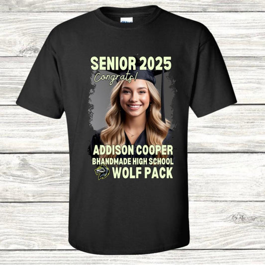 Custom Graduation Shirt | Class of 2025 | graphic style 20| Photo, Name, School Colors