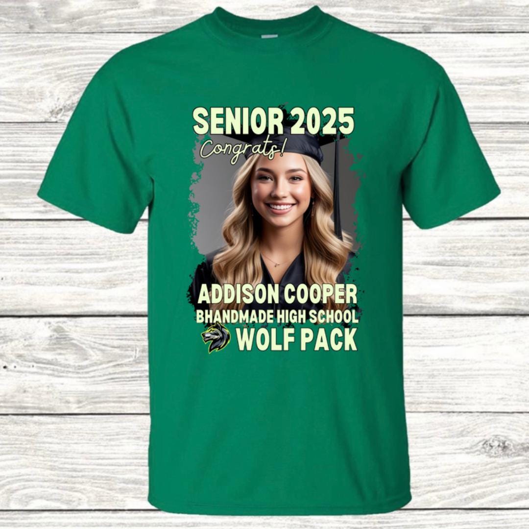 Custom Graduation Shirt | Class of 2025 | graphic style 20| Photo, Name, School Colors