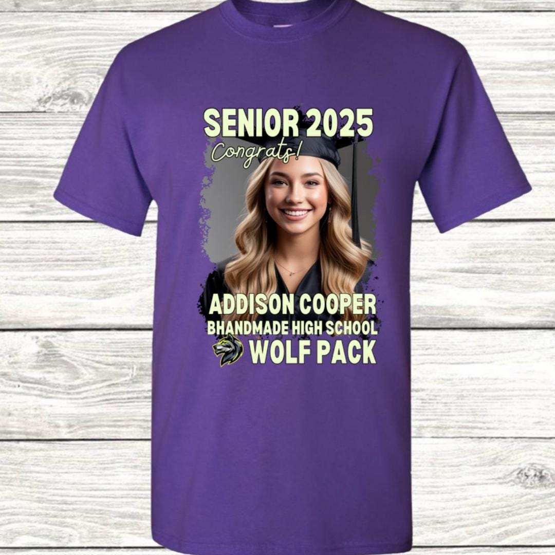 Custom Graduation Shirt | Class of 2025 | graphic style 20| Photo, Name, School Colors